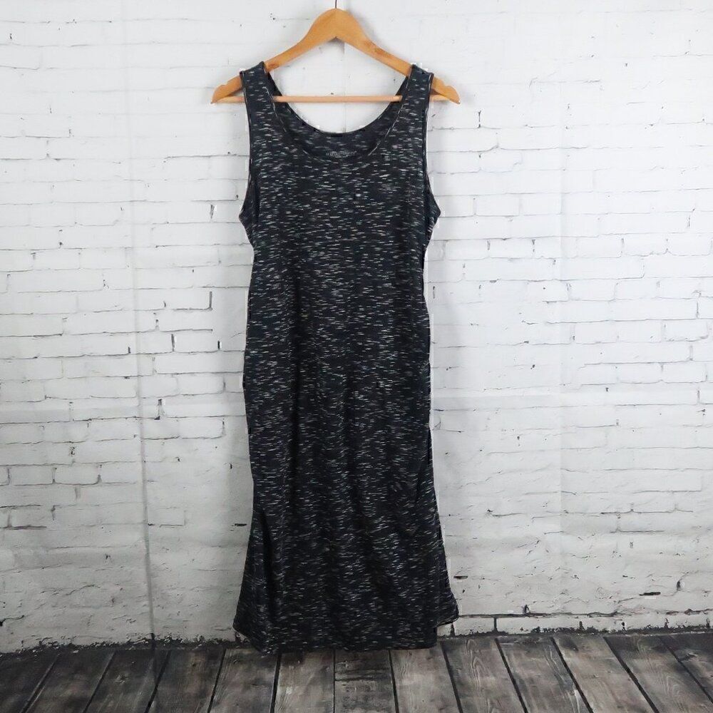 LIZ LANGE BLACK & WHITE SLEEVELESS SCOOP NECK MIDI DRESS SIZE M